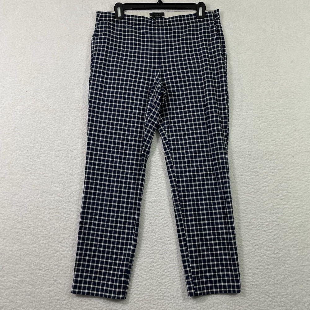 J. Crew Maddie Windowpane Pants Womens Size 6 Blue.